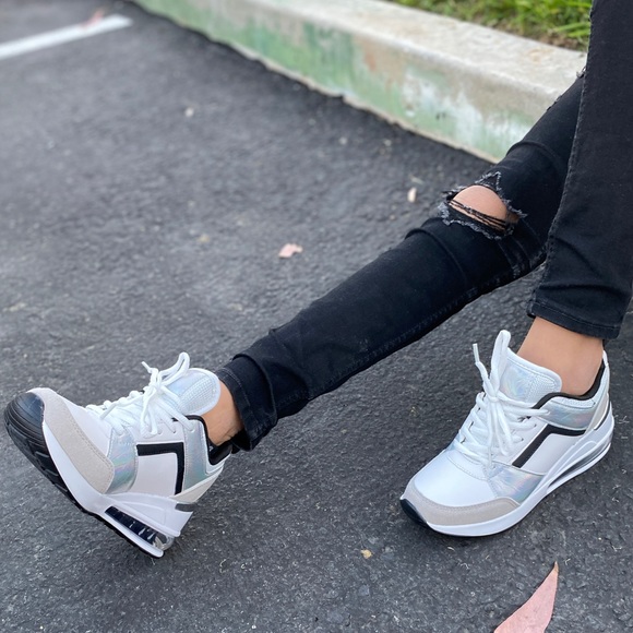 CLEARANCE! Kicks Holographic Wedge Sneakers - Picture 5 of 8